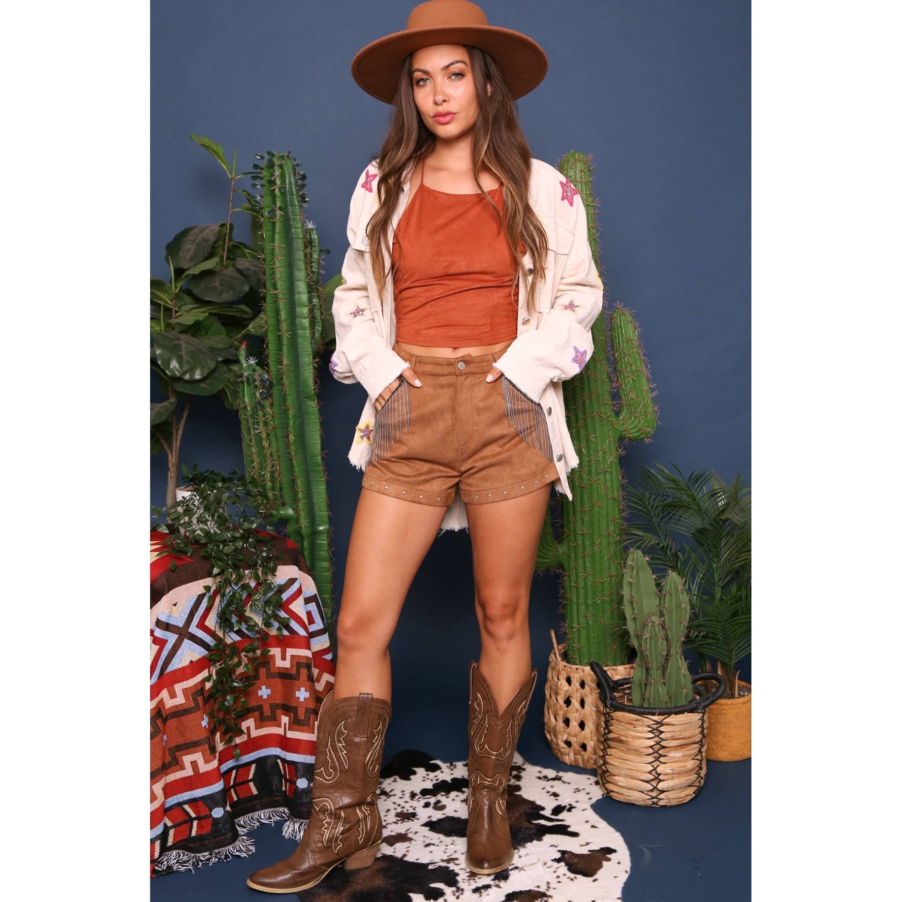 [Sizes S - M] Fringe Suede Shorts in Camel | Cowgirl Western Attire