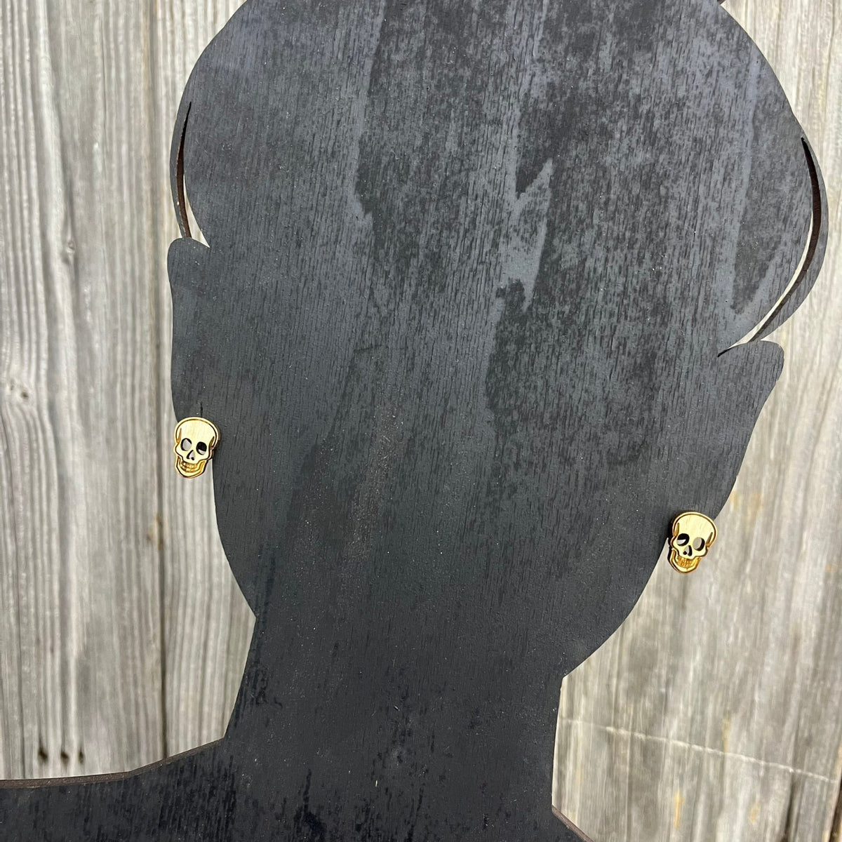 Skull Earrings - Wood Stud Earrings