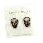Skull Earrings - Wood Stud Earrings