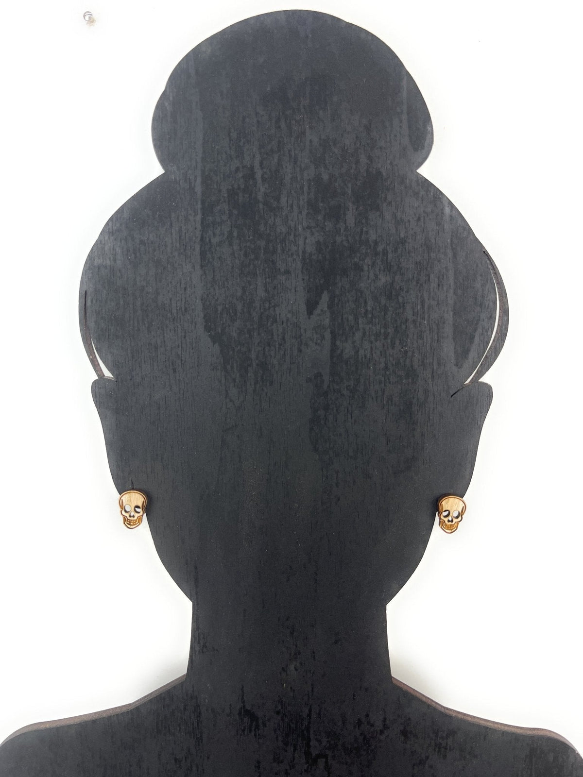 Skull Earrings - Wood Stud Earrings