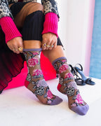 Skulls & Roses Black Sheer Crew Sock by Sock Candy