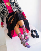 Skulls & Roses Black Sheer Crew Sock by Sock Candy