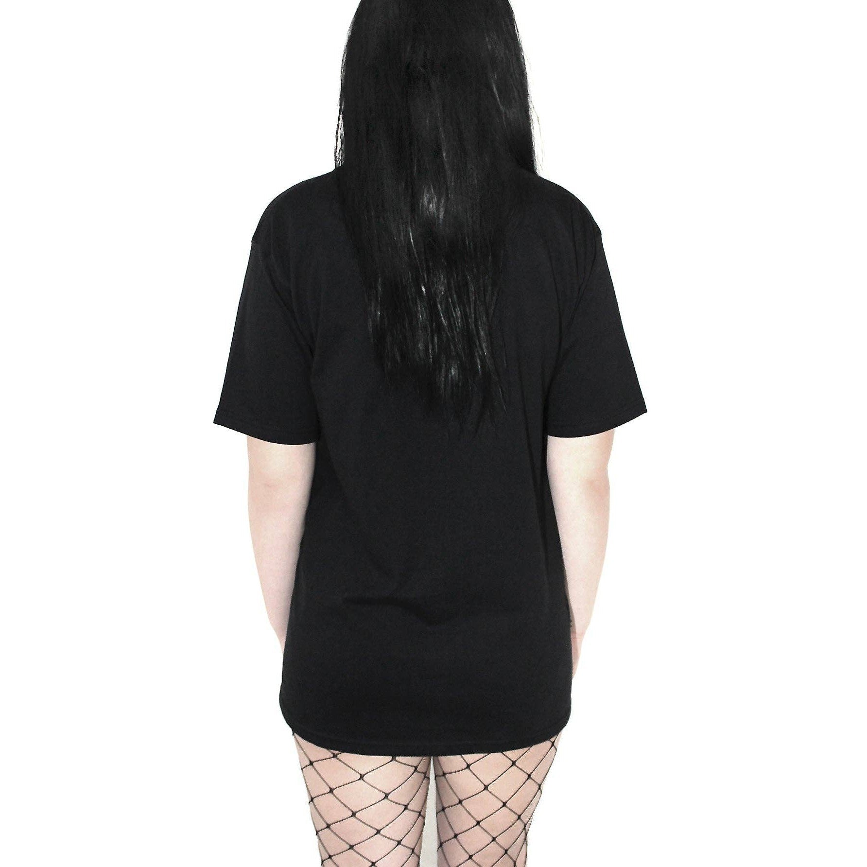 Slashed Vampire Lace Wings Boyfriend Fit Tee in Black [Size M - 3X]