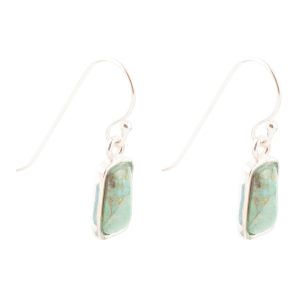 Small Blue Turquoise and Sterling Silver Drop Earrings Earrings La Vie Bien Small Blue Turquoise and Sterling Silver Drop Earrings