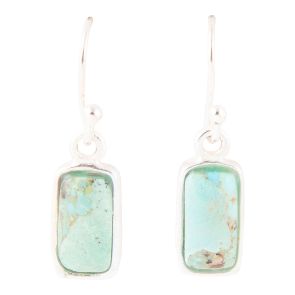 Small Blue Turquoise and Sterling Silver Drop Earrings Earrings La Vie Bien Small Blue Turquoise and Sterling Silver Drop Earrings