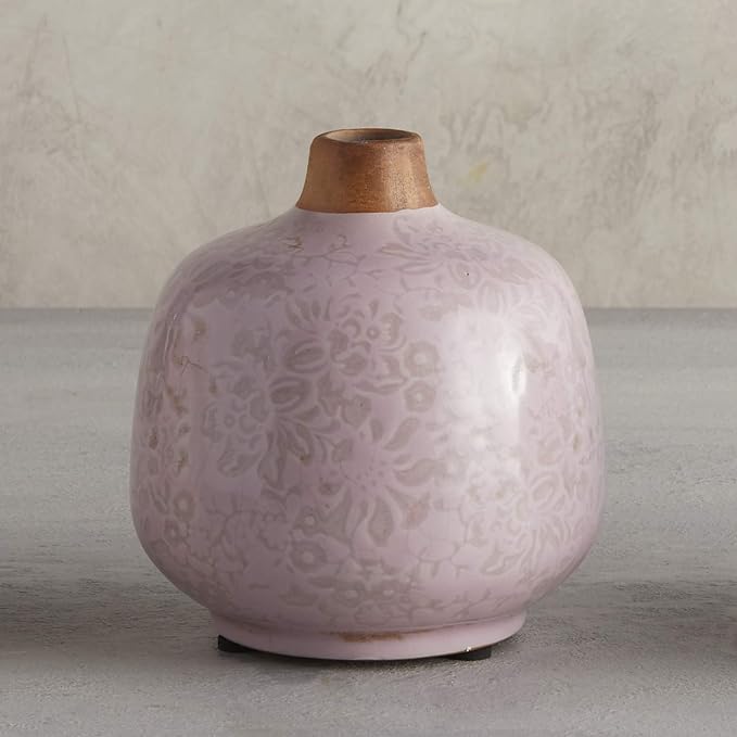 Small Ceramic Light Pink Bud Vase | Decorative Versatile Flower Pot | 4.52" x 4.92" Vase La Vie Bien Small Ceramic Light Pink Bud Vase | Decorative Versatile Flower Pot | 4.52" x 4.92"