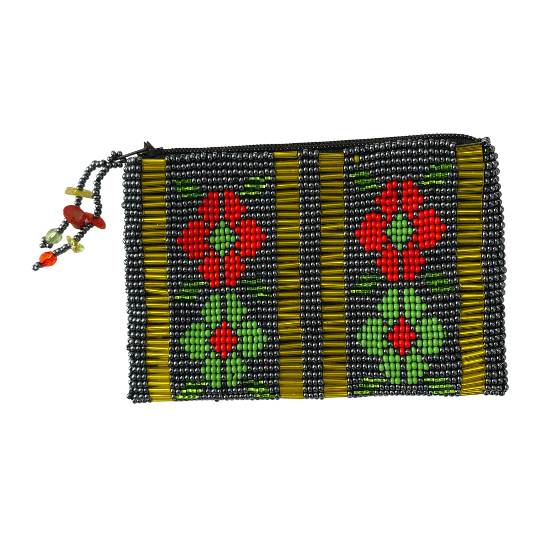 Small Flowers Beaded Coin Purse - Guatemala Bags La Vie Bien Small Flowers Beaded Coin Purse - Guatemala