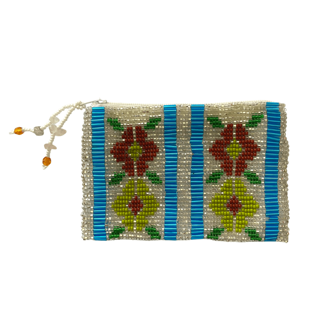 Small Flowers Beaded Coin Purse - Guatemala Bags La Vie Bien Small Flowers Beaded Coin Purse - Guatemala
