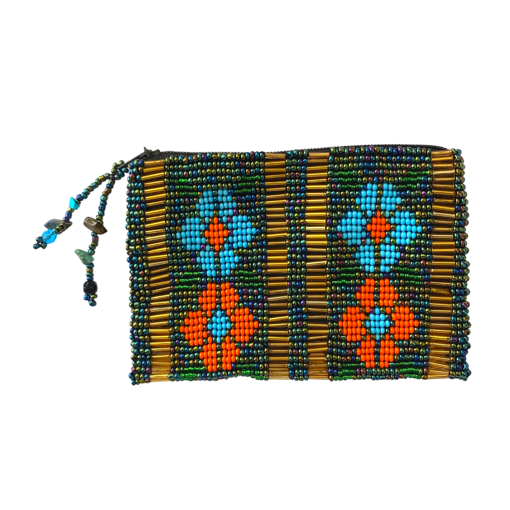 Small Flowers Beaded Coin Purse - Guatemala Bags La Vie Bien Small Flowers Beaded Coin Purse - Guatemala