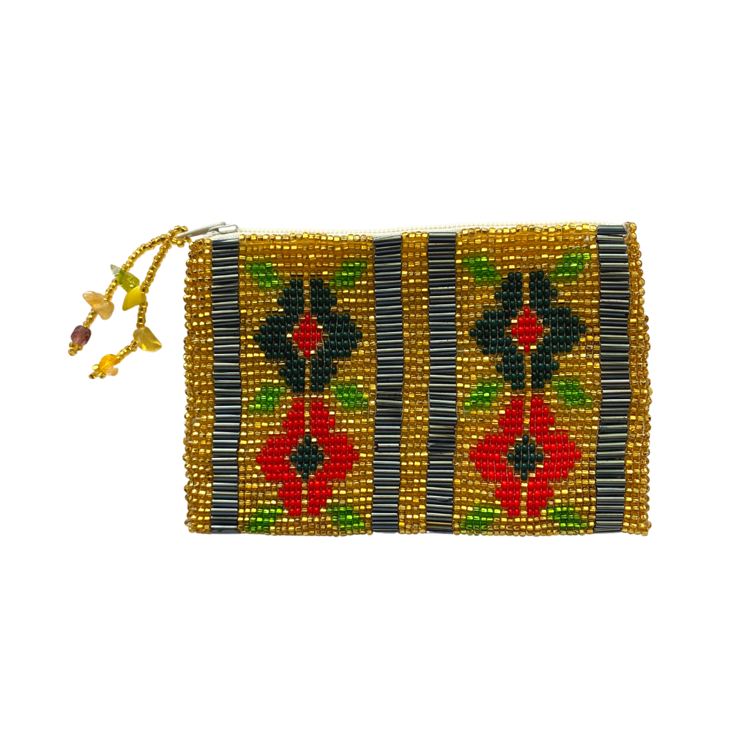 Small Flowers Beaded Coin Purse - Guatemala Bags La Vie Bien Small Flowers Beaded Coin Purse - Guatemala