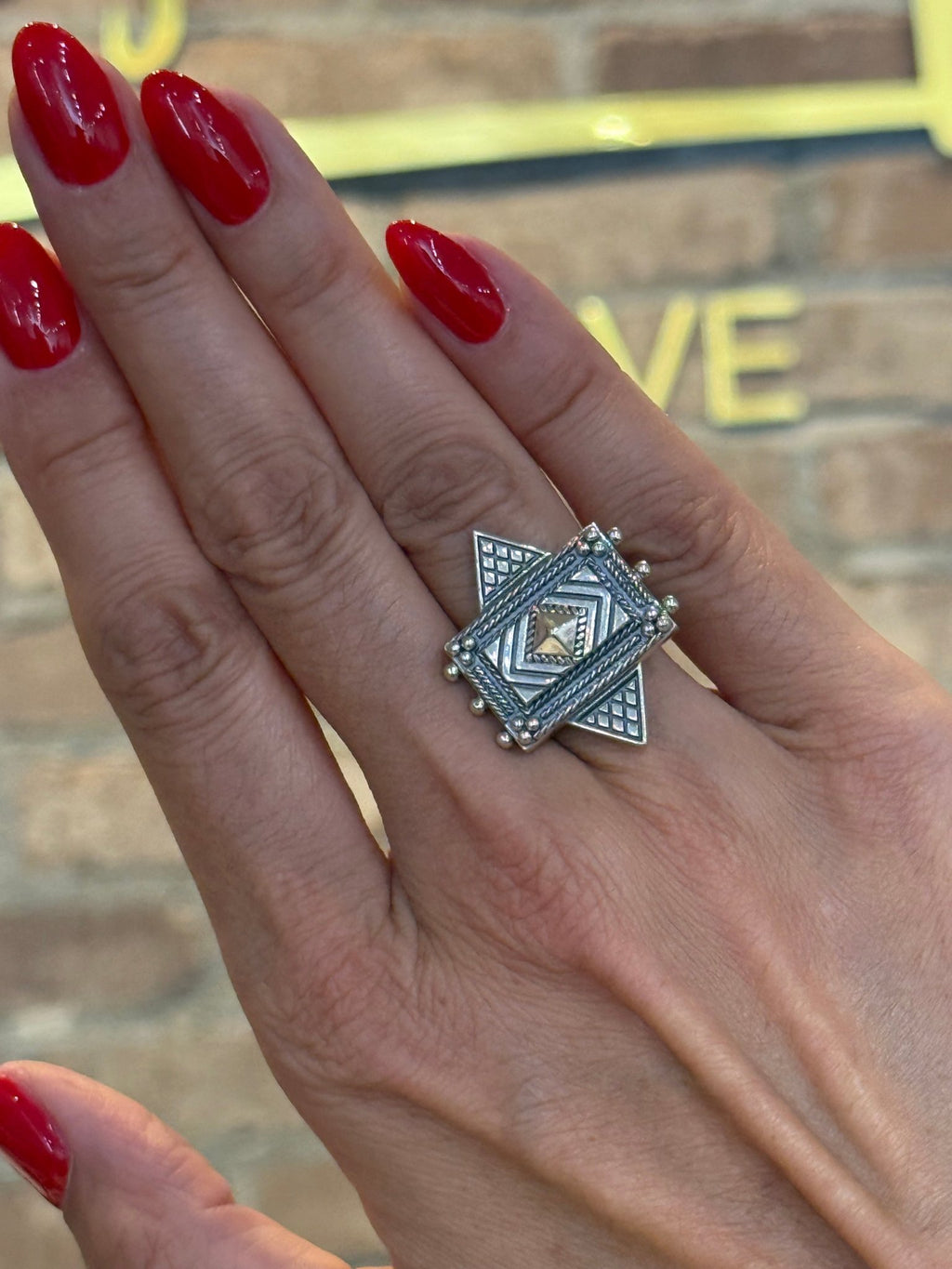 Small Geometric Starburst Ring Silver Ring La Vie Bien Small Geometric Starburst Ring