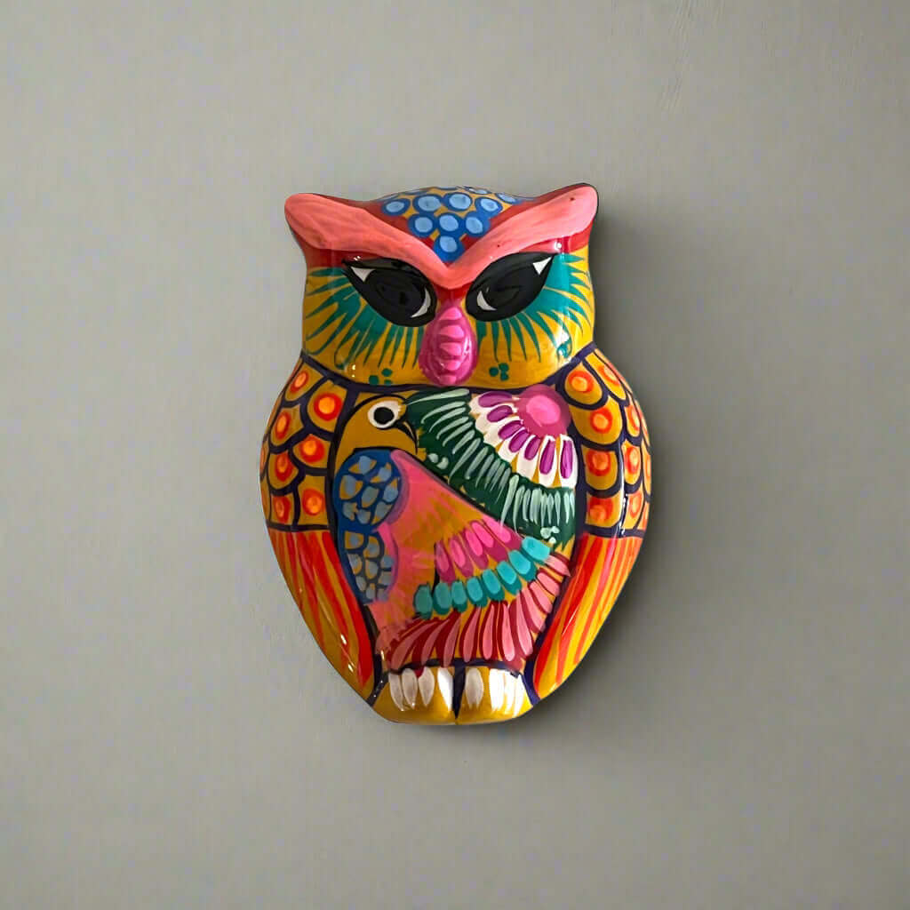 Small Guerrero Owl Wall Decor | Handcrafted Mexican Ceramic Accent Guerrero Wall Art La Vie Bien Small Guerrero Owl Wall Decor | Handcrafted Mexican Ceramic Accent