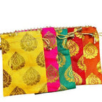 Small Potlis with Golden Design to Pack Gifts in Style - 7x9 - Set of 6 La Vie Bien Small Potlis with Golden Design to Pack Gifts in Style - 7x9 - Set of 6