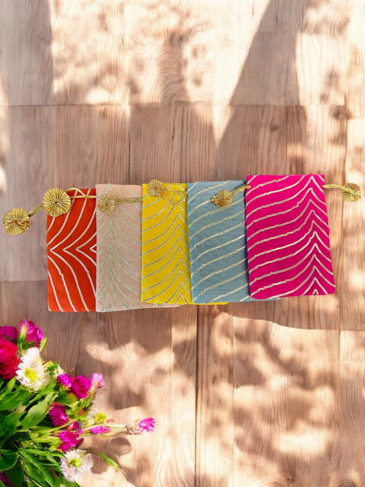 Small Silk Potli, Set of 5 Favors & Return Gifts La Vie Bien Small Silk Potli, Set of 5
