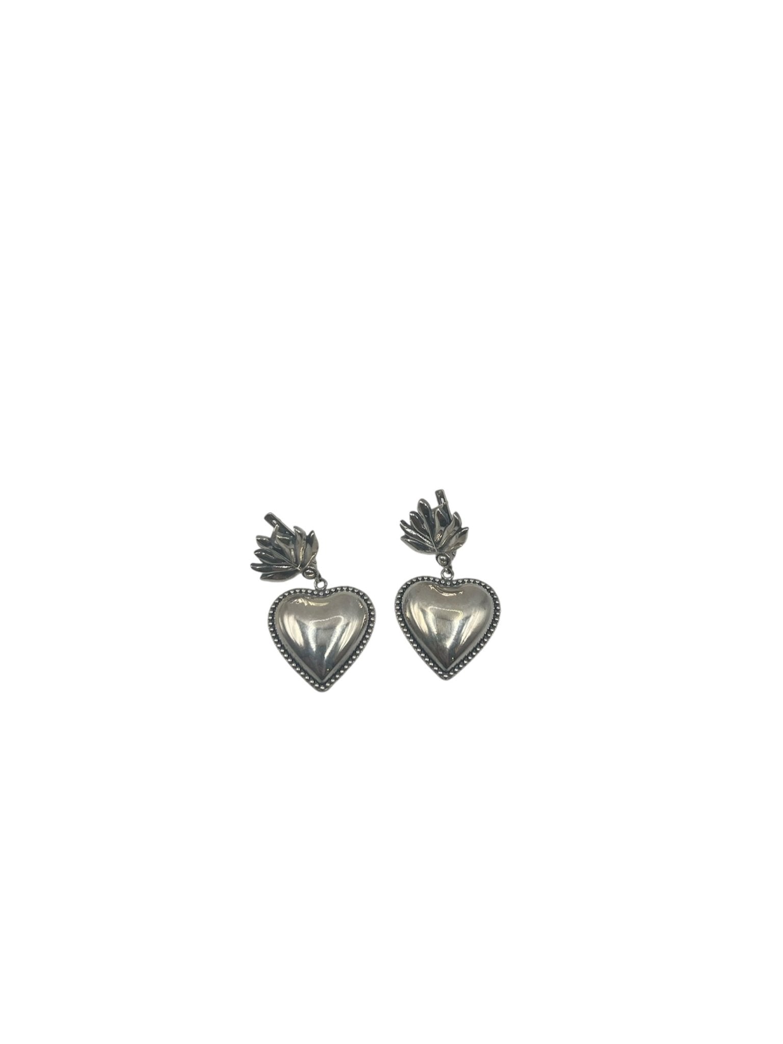 Small Silver Sacred Heart Earrings Silver Earring La Vie Bien Small Silver Sacred Heart Earrings