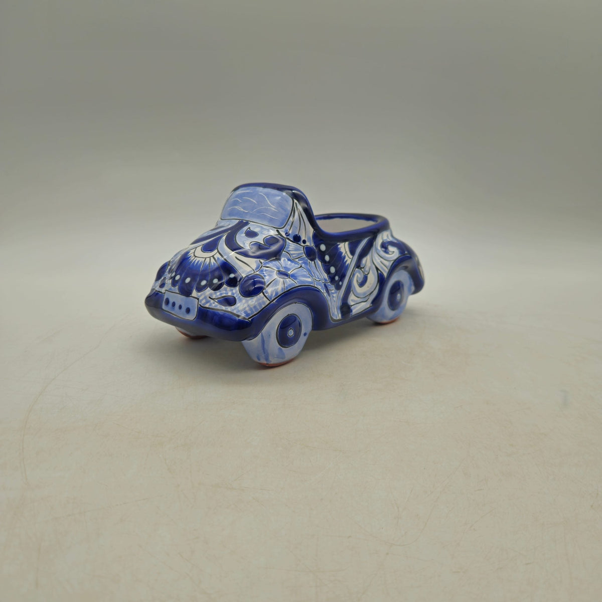 Talavera Car Planter | Small Blue & White Handmade Ceramic Pot