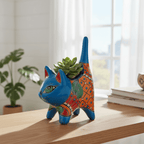Small Talavera Cat Planter | Colorful Mexican Ceramic Decor Talavera Planter La Vie Bien Small Talavera Cat Planter | Colorful Mexican Ceramic Decor