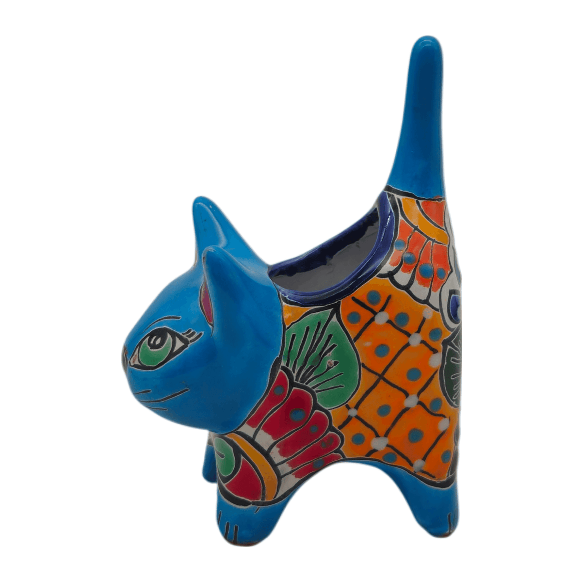 Small Talavera Cat Planter | Colorful Mexican Ceramic Decor Talavera Planter La Vie Bien Small Talavera Cat Planter | Colorful Mexican Ceramic Decor