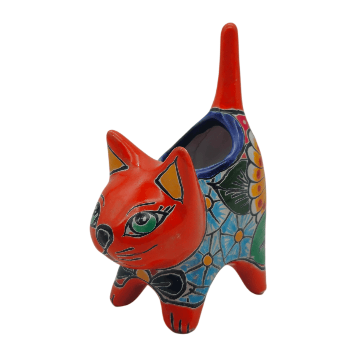 Small Talavera Cat Planter | Colorful Mexican Ceramic Decor Talavera Planter La Vie Bien Small Talavera Cat Planter | Colorful Mexican Ceramic Decor
