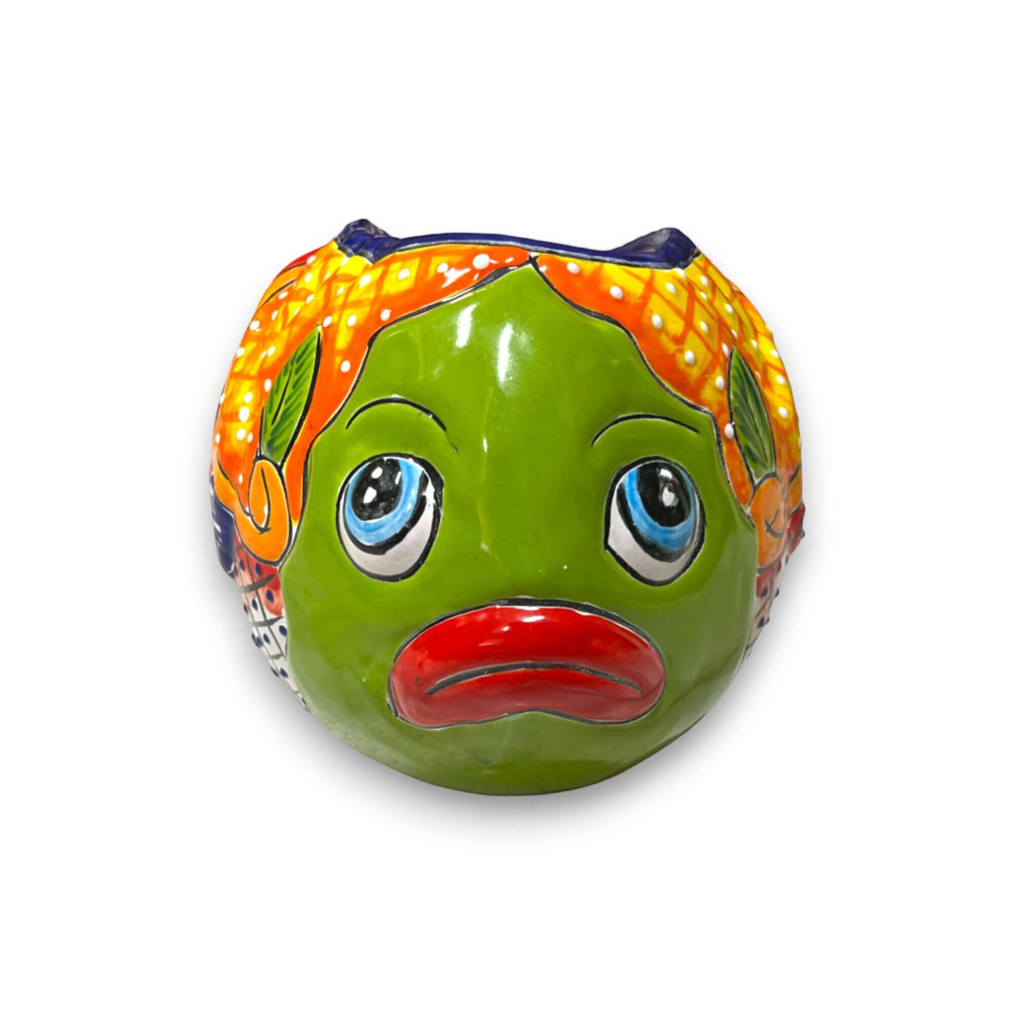 Small Talavera Fish Planter | Colorful Hand-Painted Mexican Statue Pottery Talavera Planter La Vie Bien Small Talavera Fish Planter | Colorful Hand-Painted Mexican Statue Pottery