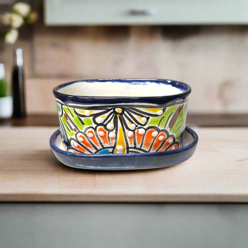 Small Talavera Flower Pot | Colorful Hand - Painted Mexican Planter Talavera Flower Pot La Vie Bien Small Talavera Flower Pot | Colorful Hand - Painted Mexican Planter