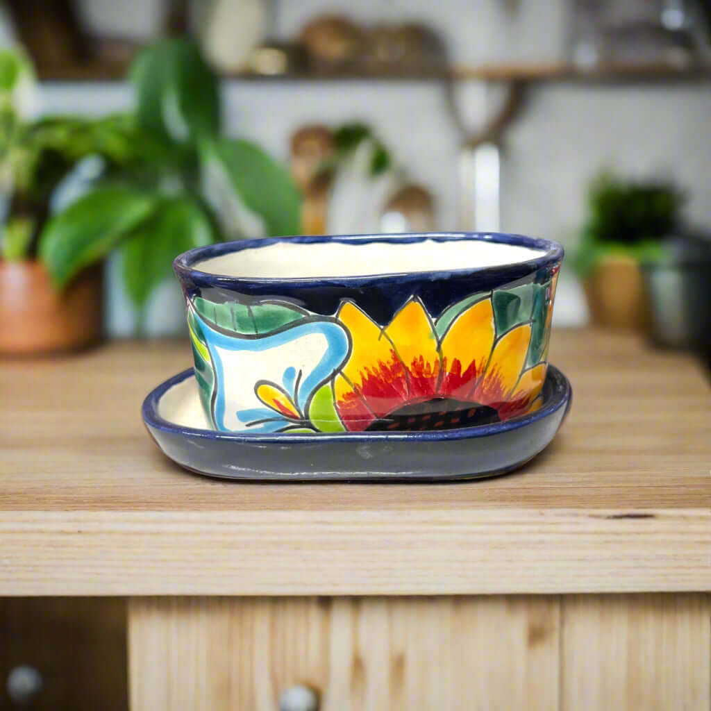 Small Talavera Flower Pot | Colorful Hand - Painted Mexican Planter Talavera Flower Pot La Vie Bien Small Talavera Flower Pot | Colorful Hand - Painted Mexican Planter