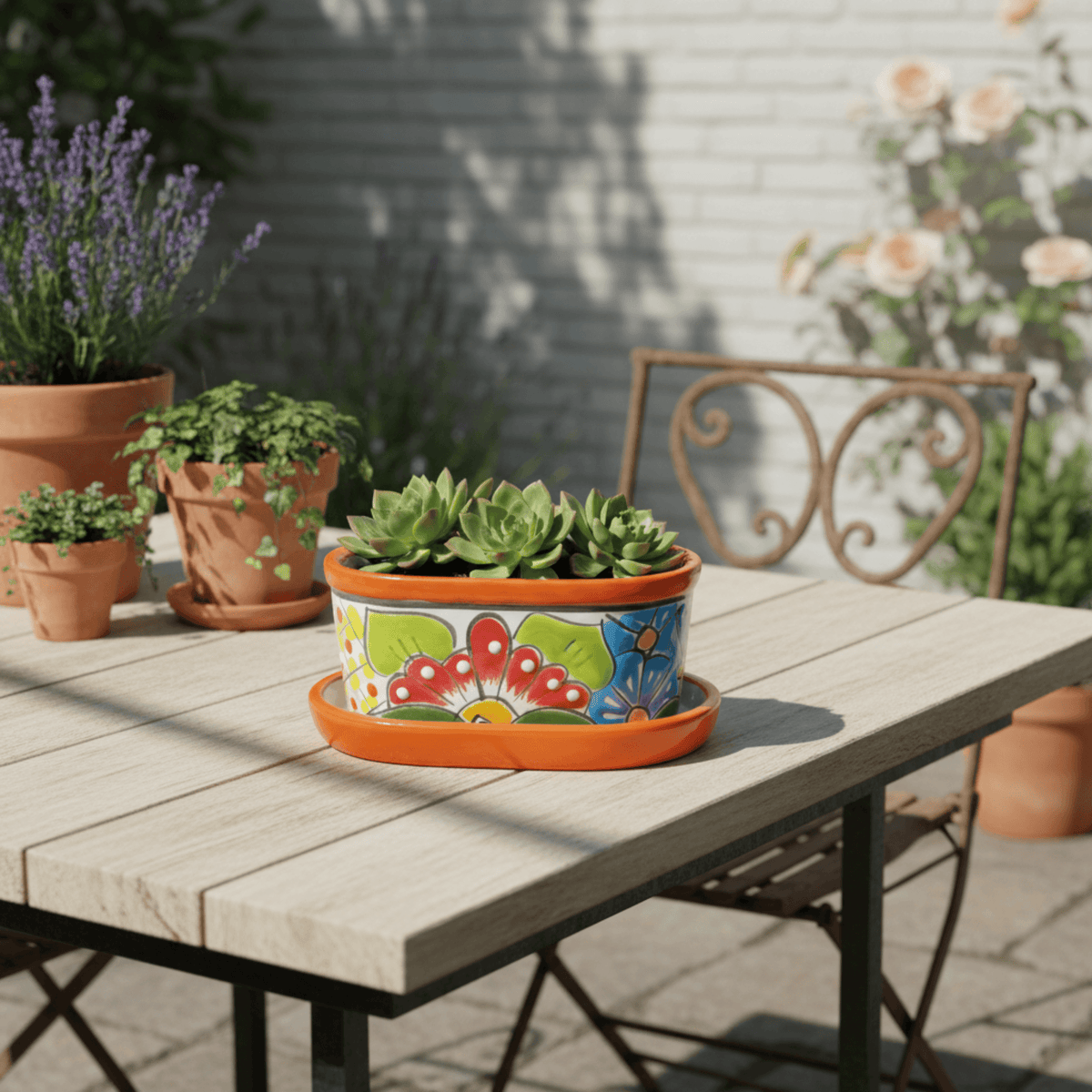 Small Talavera Flower Pot | Colorful Hand-Painted Mexican Planter Talavera Flower Pot La Vie Bien Small Talavera Flower Pot | Colorful Hand-Painted Mexican Planter