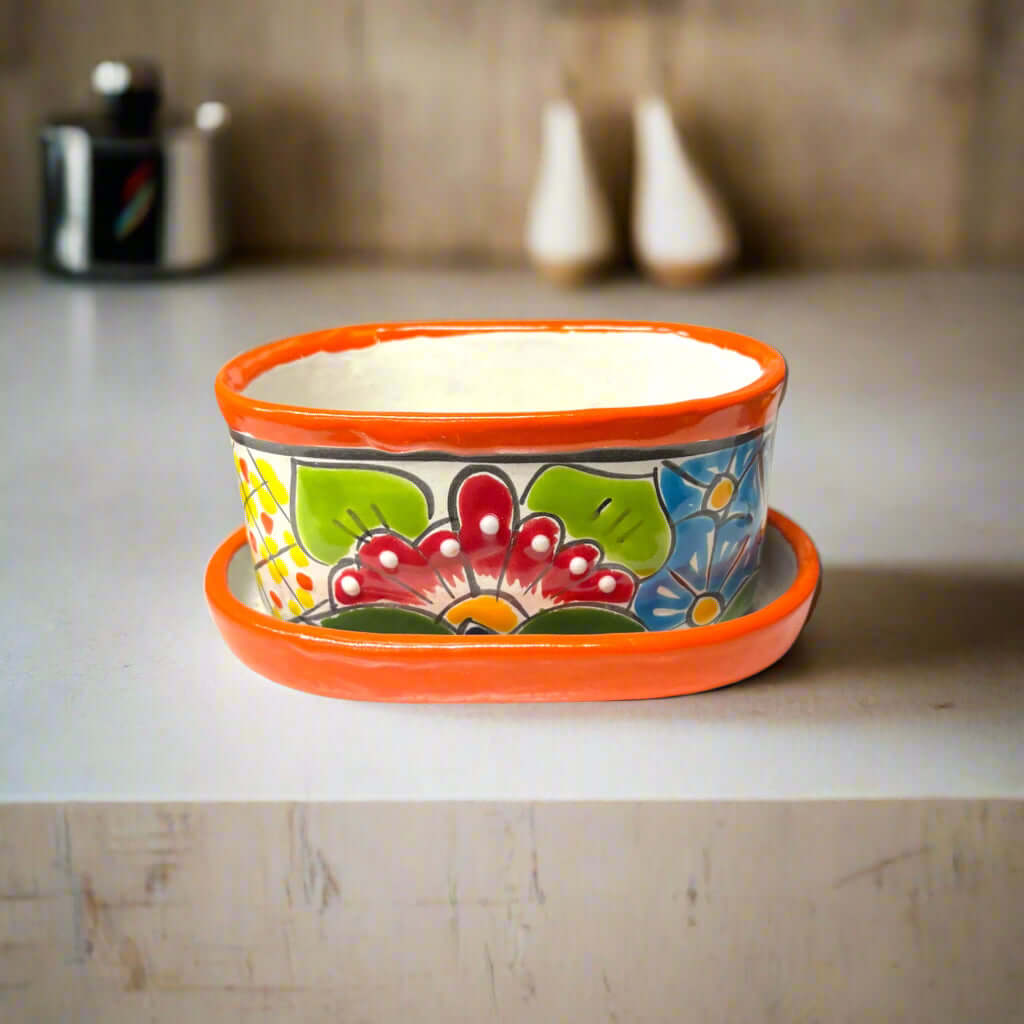 Small Talavera Flower Pot | Colorful Hand - Painted Mexican Planter Talavera Flower Pot La Vie Bien Small Talavera Flower Pot | Colorful Hand - Painted Mexican Planter