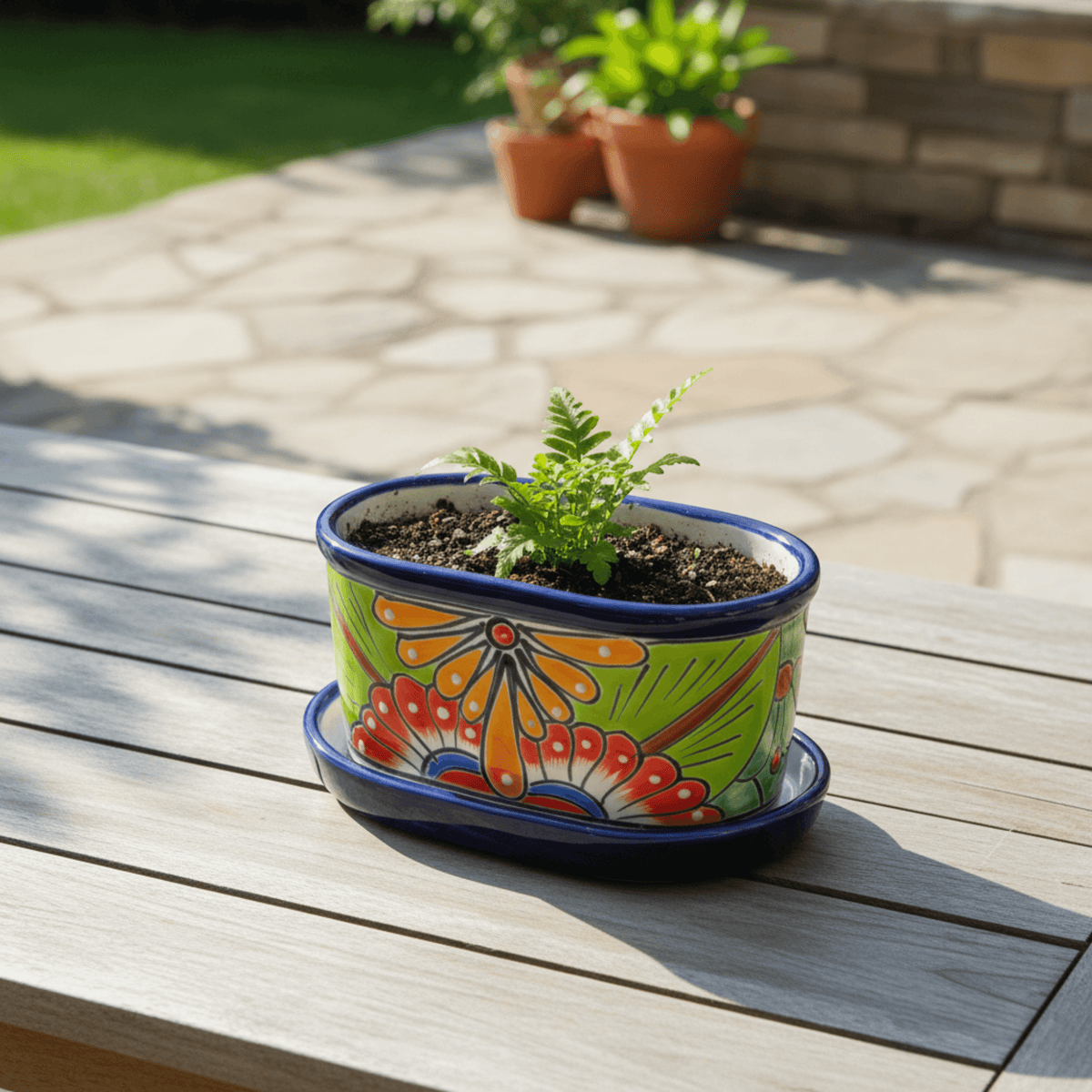 Small Talavera Flower Pot | Colorful Hand-Painted Mexican Planter Talavera Flower Pot La Vie Bien Small Talavera Flower Pot | Colorful Hand-Painted Mexican Planter