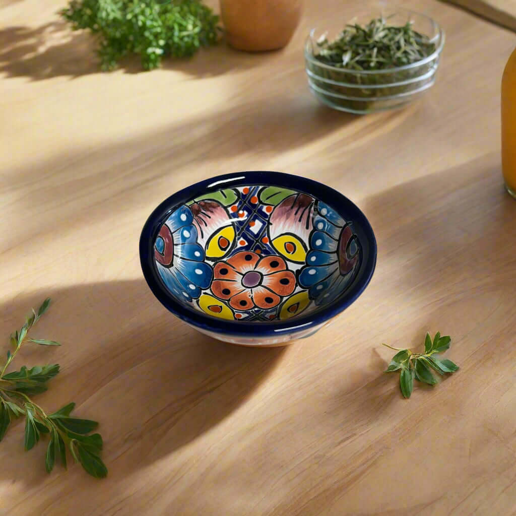 Small Talavera Salsa Bowl | Handmade Mexican Sauce Dish Talavera Salsa Bowl La Vie Bien Small Talavera Salsa Bowl | Handmade Mexican Sauce Dish