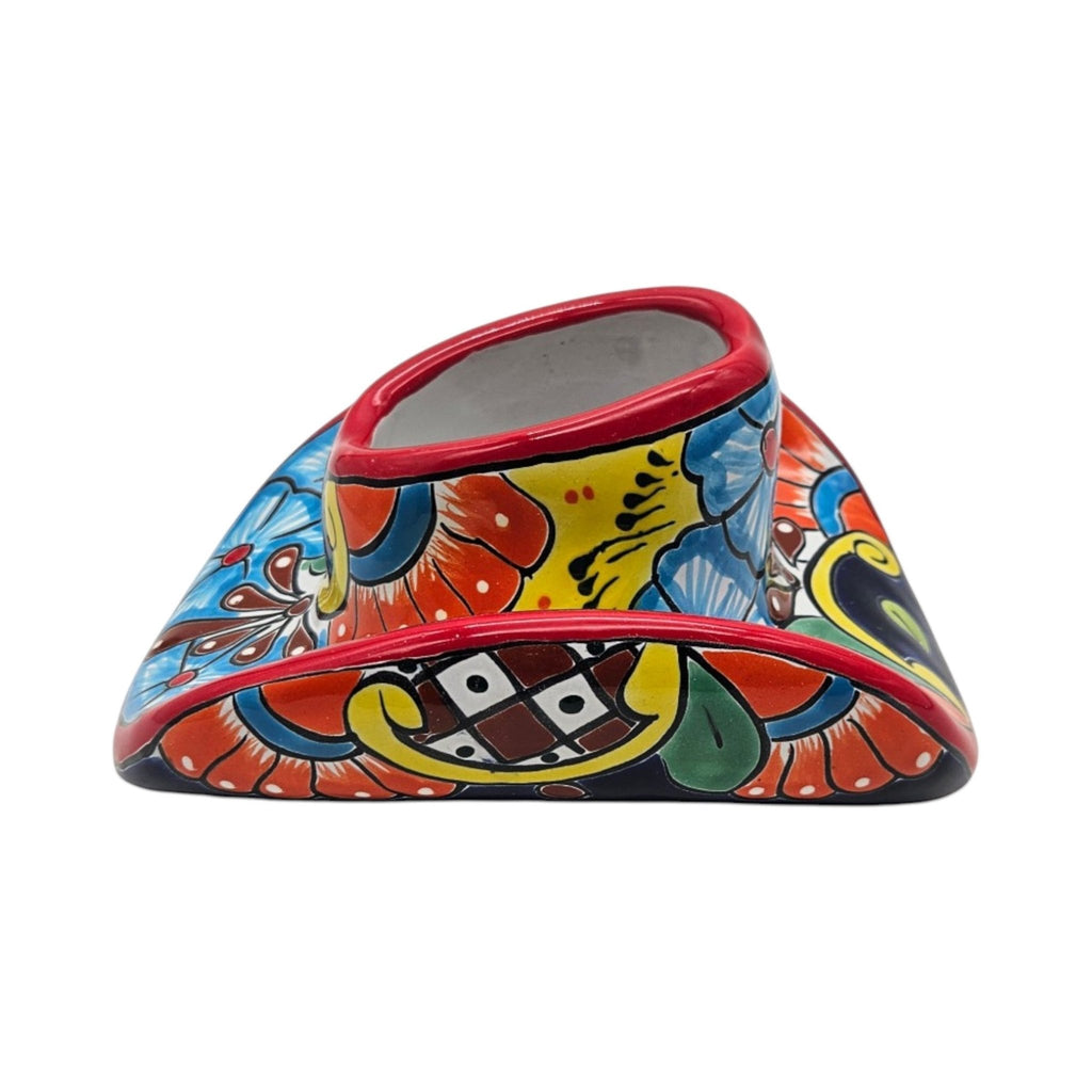Small Talavera Sombrero Planter | Hand-Painted Cowboy Hat Decor Talavera Planter La Vie Bien Small Talavera Sombrero Planter | Hand-Painted Cowboy Hat Decor