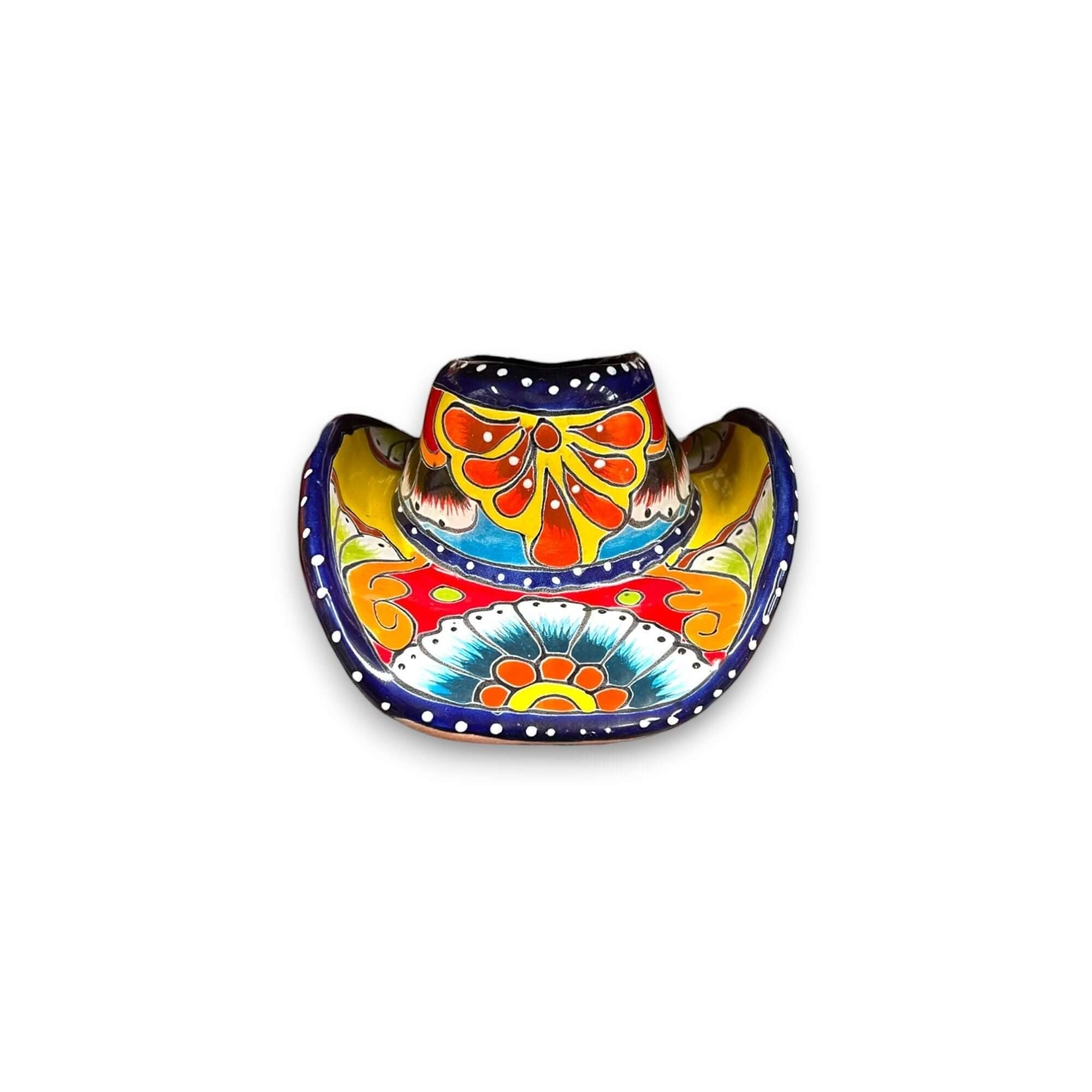 Small Talavera Sombrero Planter | Hand-Painted Cowboy Hat Decor Talavera Planter La Vie Bien Small Talavera Sombrero Planter | Hand-Painted Cowboy Hat Decor