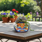 Small Talavera Sombrero Planter | Hand-Painted Cowboy Hat Decor Talavera Planter La Vie Bien Small Talavera Sombrero Planter | Hand-Painted Cowboy Hat Decor