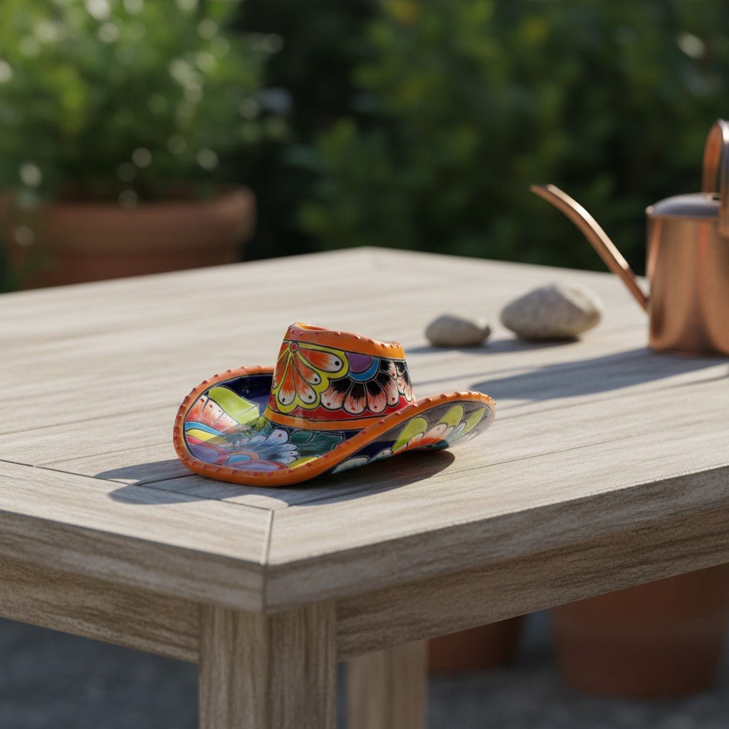 Small Talavera Sombrero Planter | Hand-Painted Cowboy Hat Decor Talavera Planter La Vie Bien Small Talavera Sombrero Planter | Hand-Painted Cowboy Hat Decor