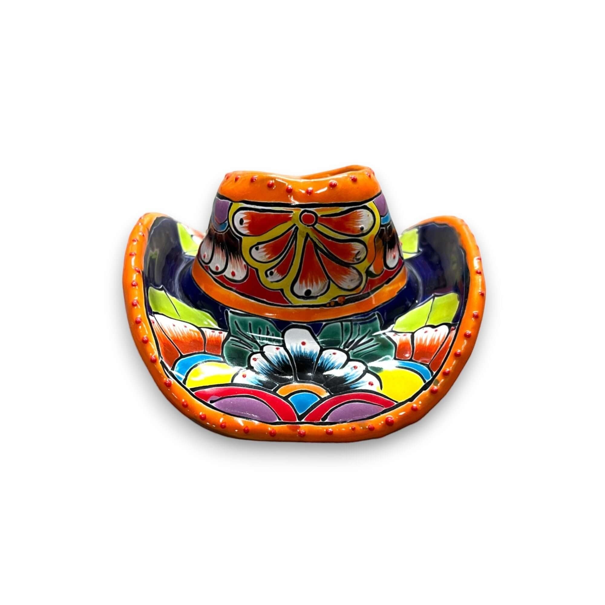 Small Talavera Sombrero Planter | Hand-Painted Cowboy Hat Decor Talavera Planter La Vie Bien Small Talavera Sombrero Planter | Hand-Painted Cowboy Hat Decor