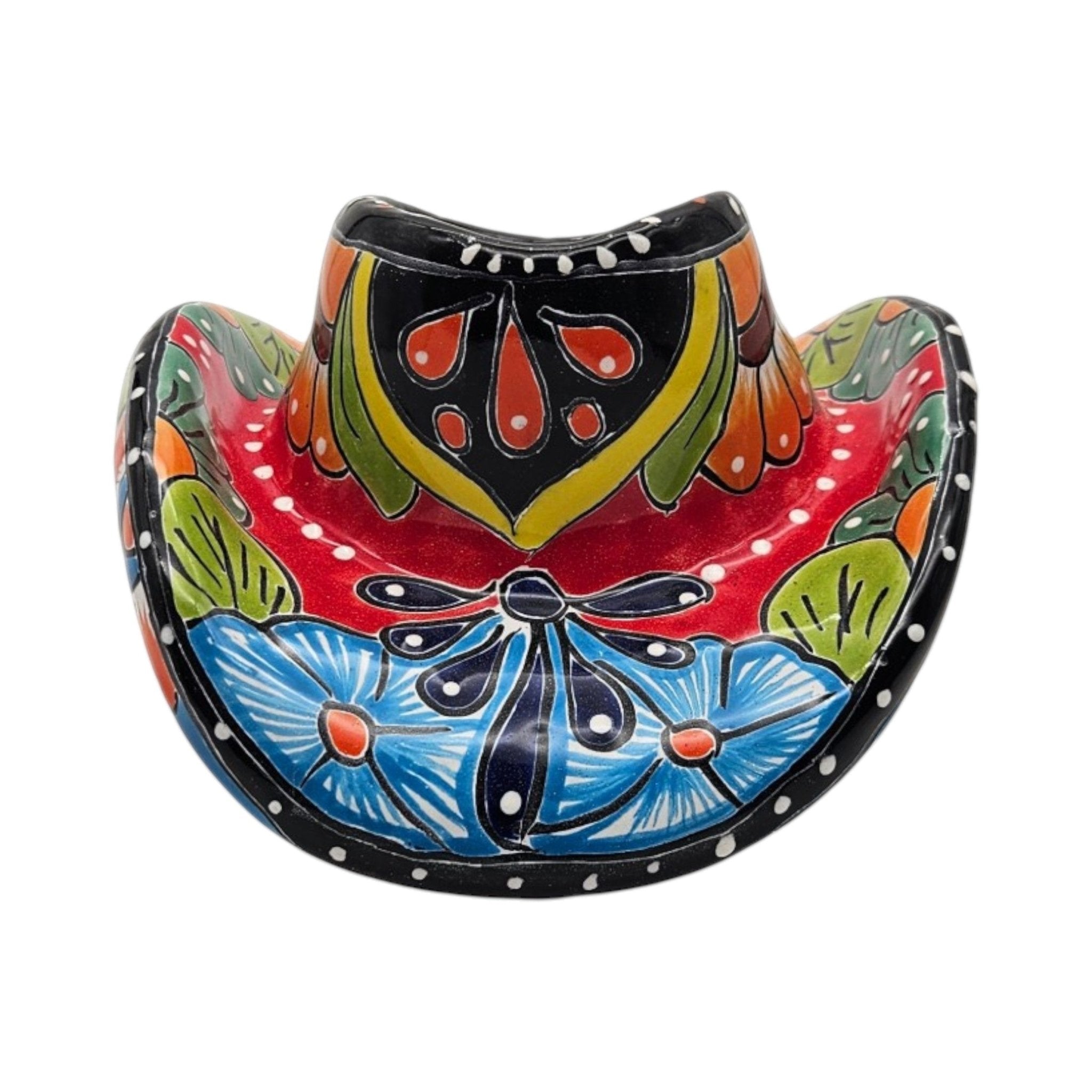 Small Talavera Sombrero Planter | Hand-Painted Cowboy Hat Decor Talavera Planter La Vie Bien Small Talavera Sombrero Planter | Hand-Painted Cowboy Hat Decor