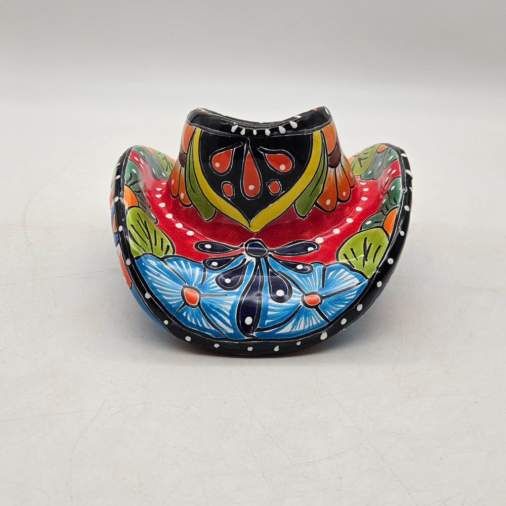 Small Talavera Sombrero Planter | Hand-Painted Cowboy Hat Decor