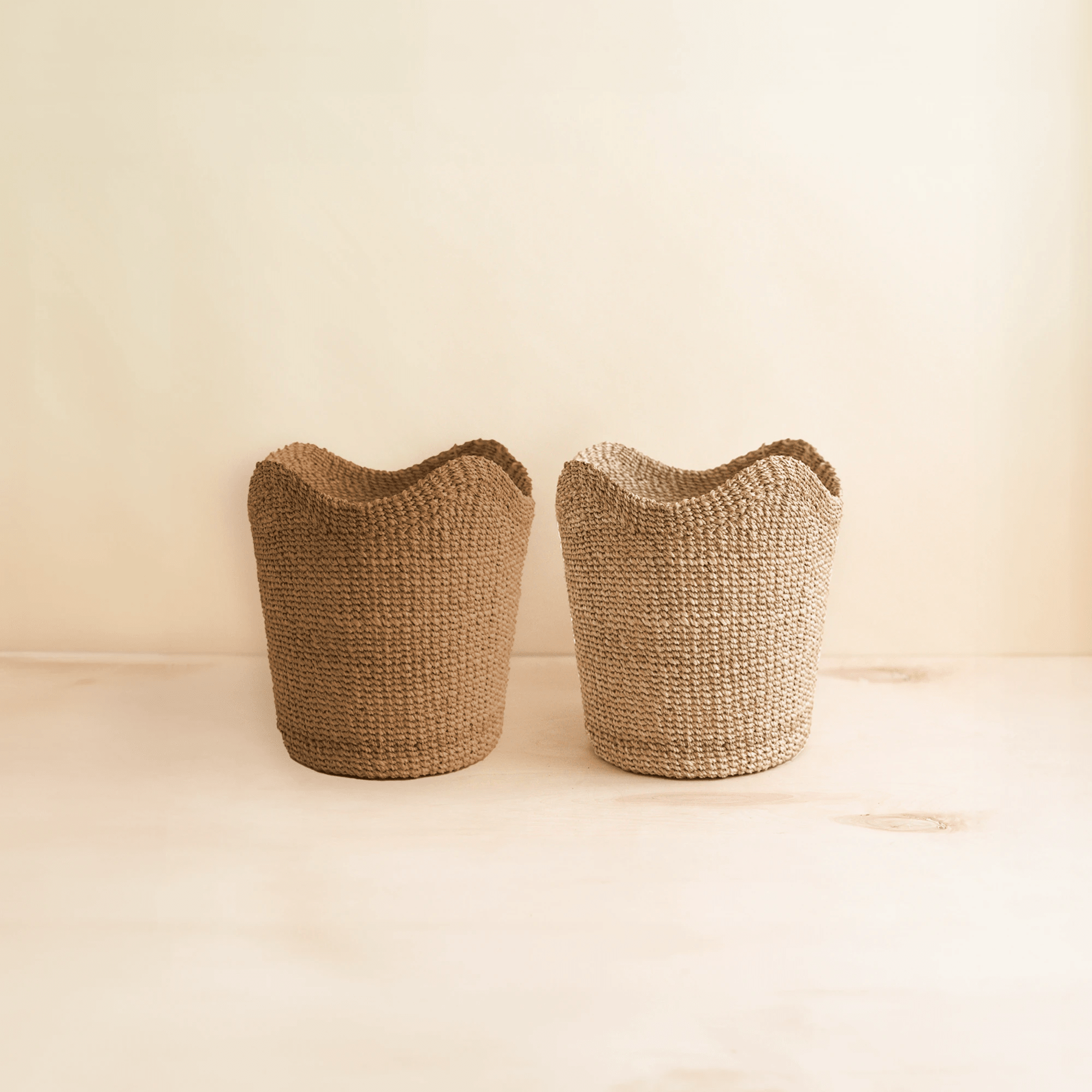 Small Tan Scallop Basket - Modern Basket | LIKHÂ by LIKHÂ