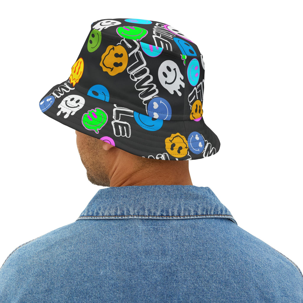 "Smile" colorful smiley face graffiti Bucket Hat Hats La Vie Bien "Smile" colorful smiley face graffiti Bucket Hat
