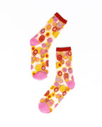 Smiley Face Daisy Sheer Crew Sock by Sock Candy