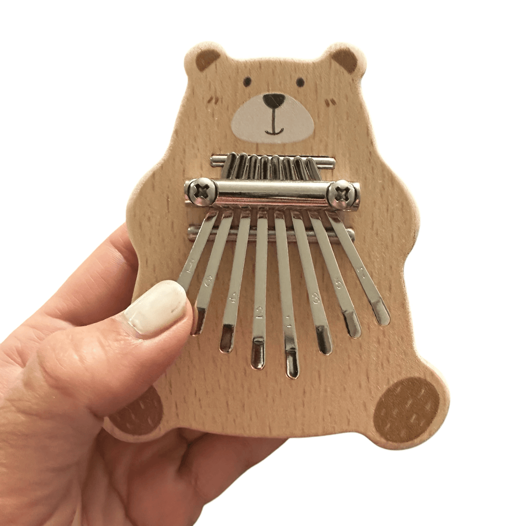 Smiling Bear Wooden Kalimba – 8-Key Thumb Piano for Kids by Music Frog Co