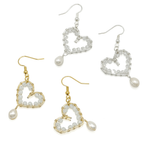 Smitten crystal and silver heart earrings with pearl by Alegria Accessories Inc