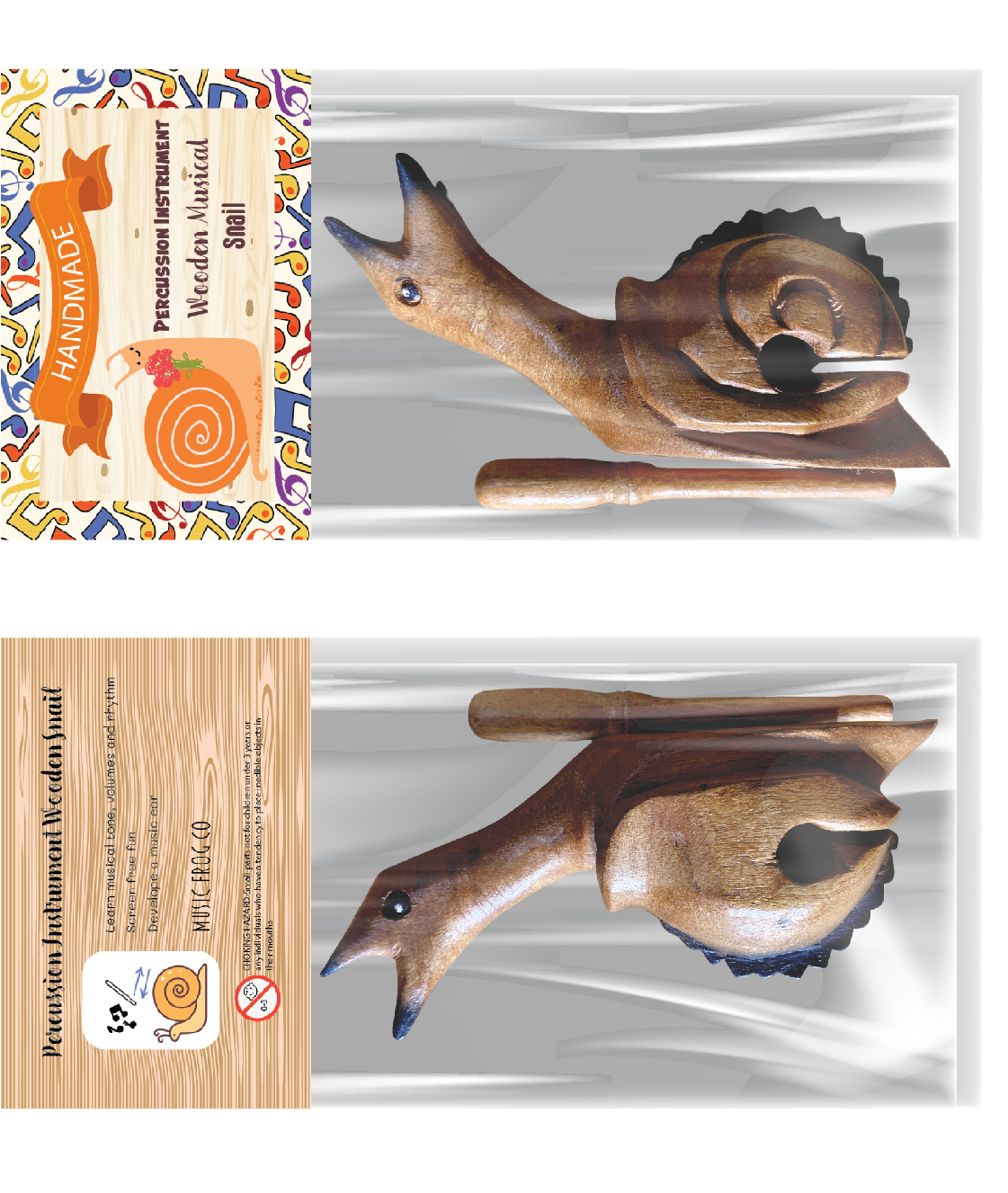 Wooden Musical Snail Percussion Instrument by Music Frog Co