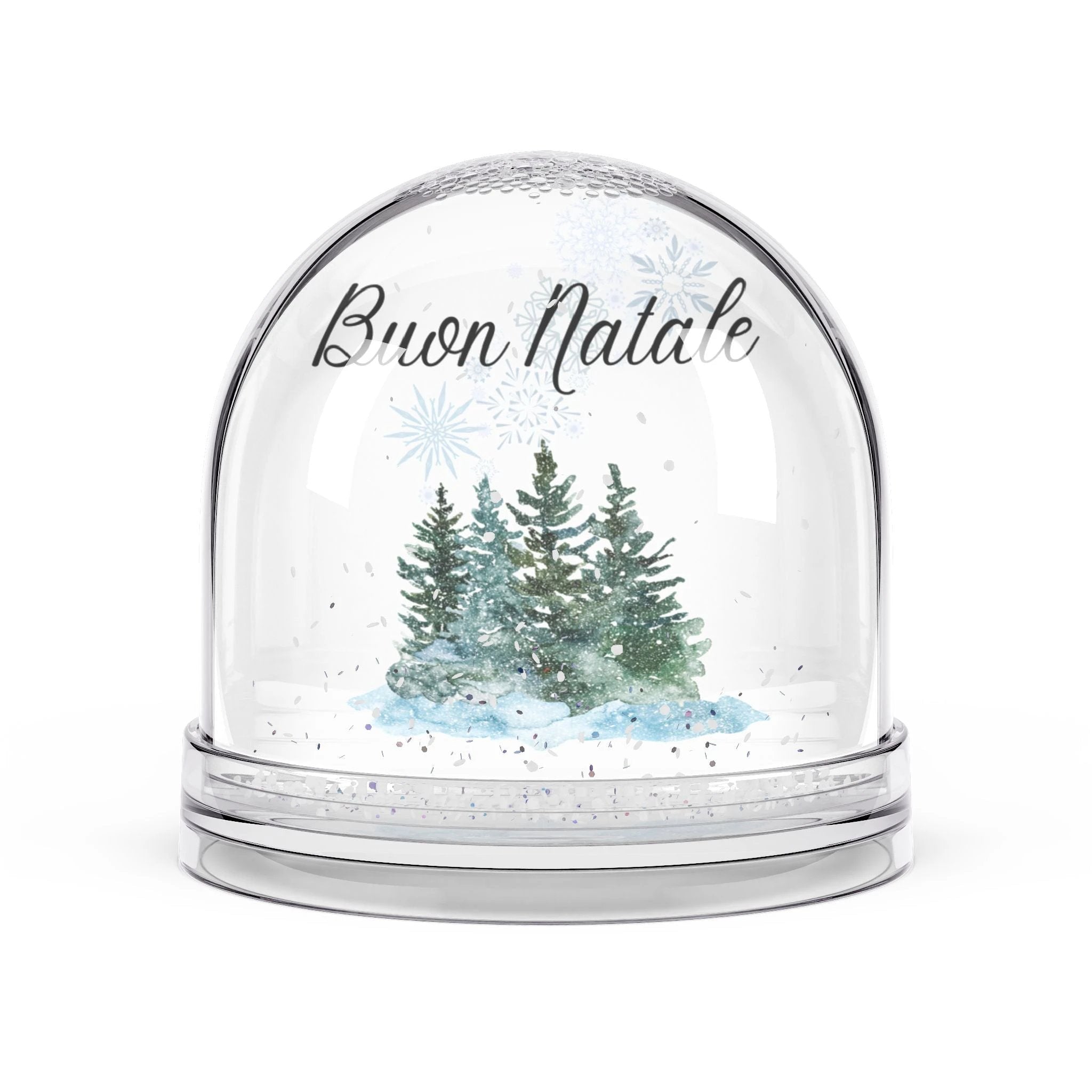 Snow Globe — 'Buon Natale' Winter Pines Decorative Globe by Printify