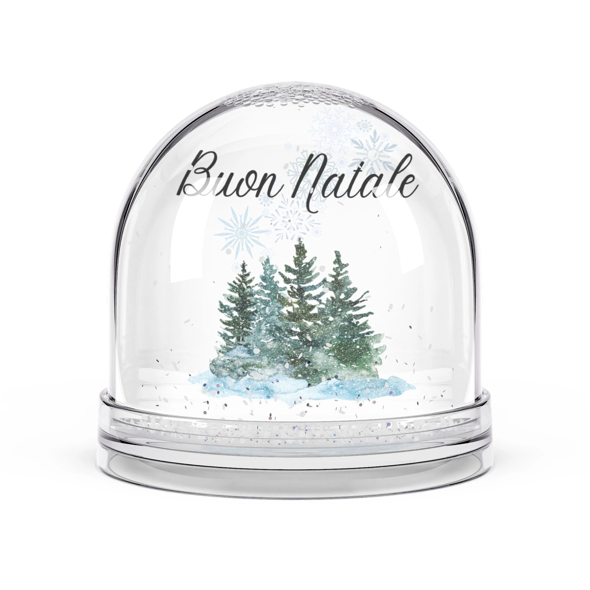 Snow Globe — 'Buon Natale' Winter Pines Decorative Globe by Printify