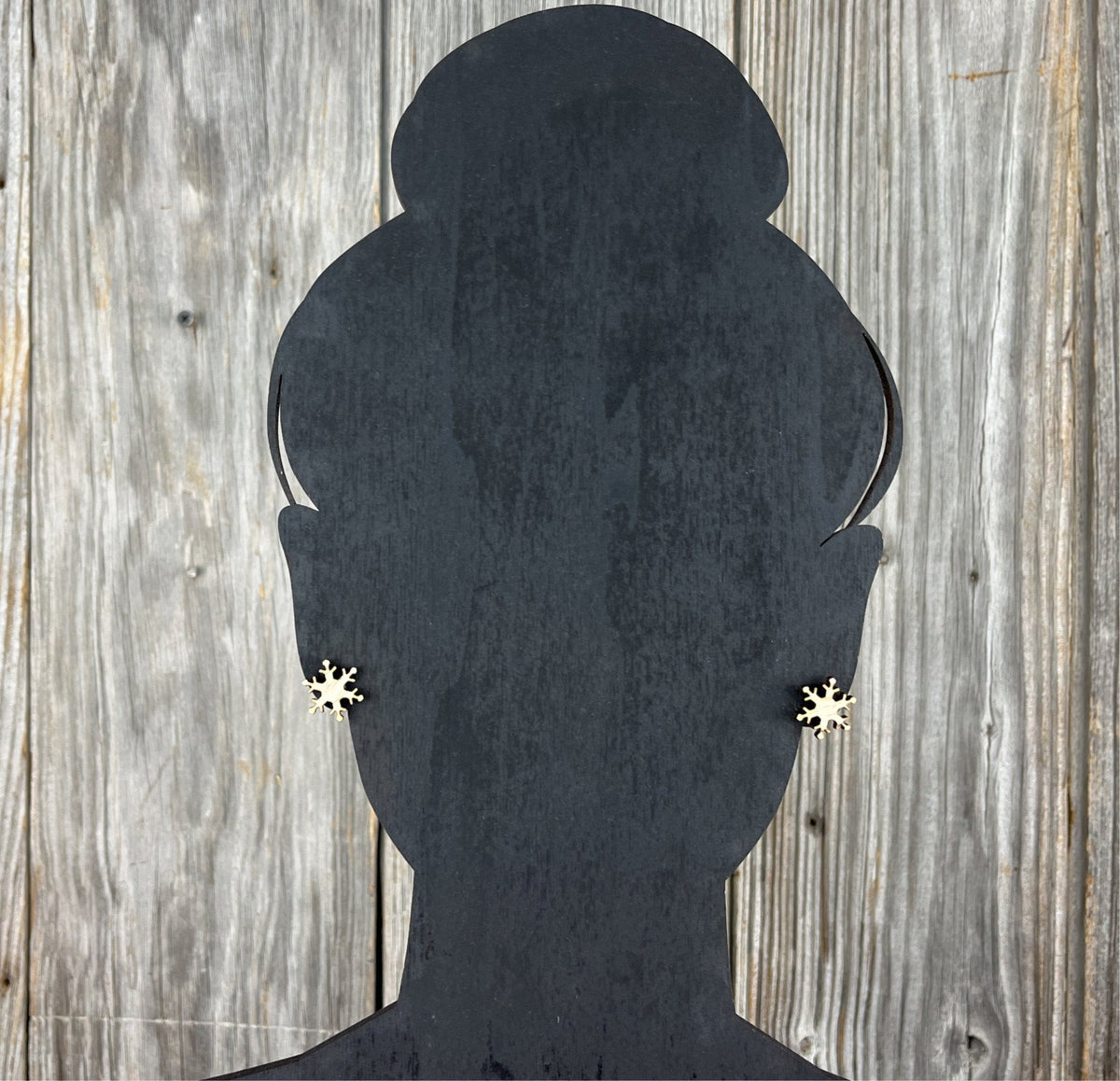 Snowflake Earrings, Wood Stud Earrings