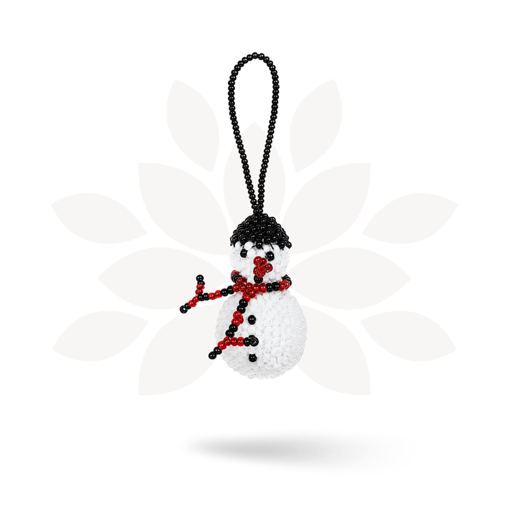 Snowman Seed Bead Ornament - Guatemala Decor La Vie Bien Snowman Seed Bead Ornament - Guatemala