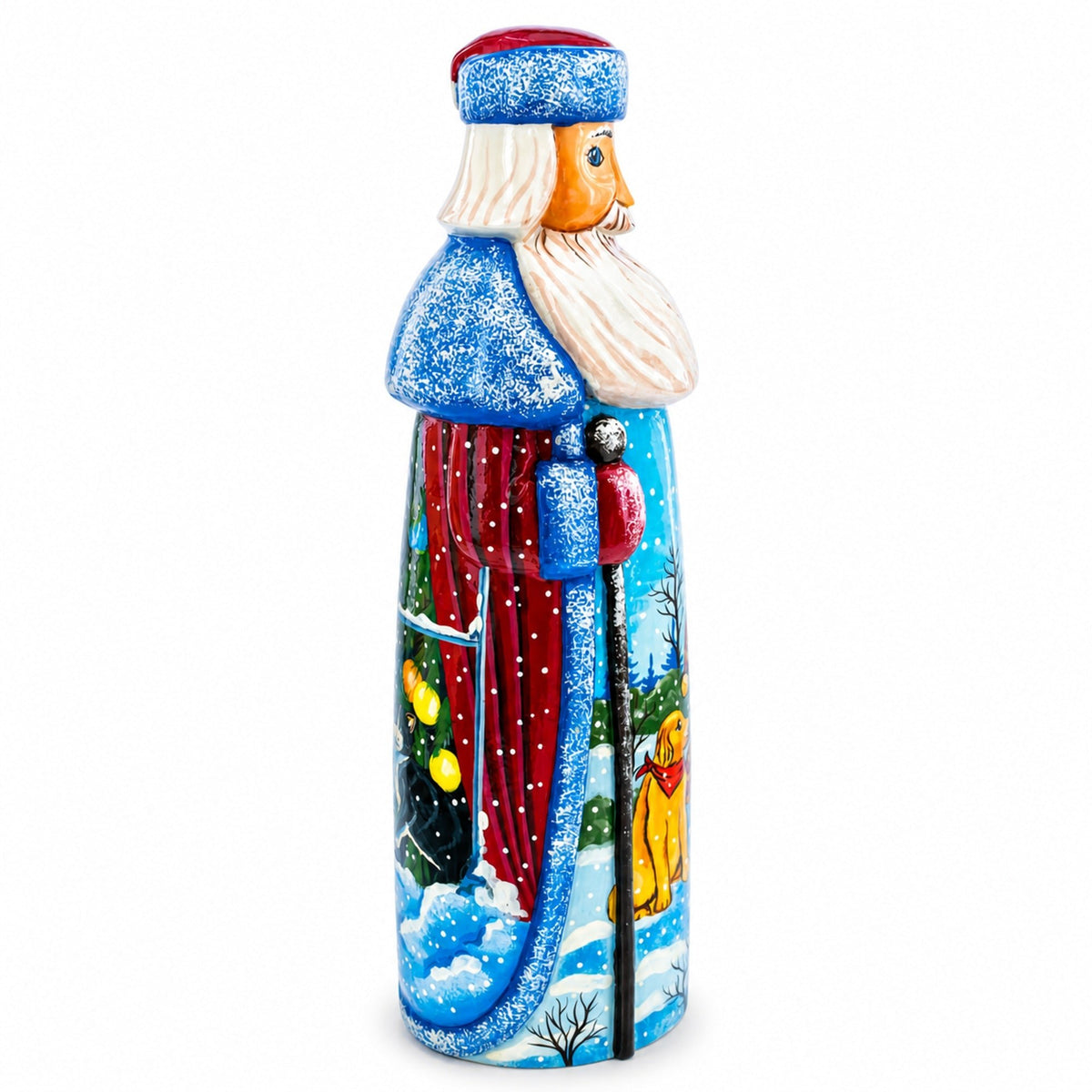 Snowman with Dog & Cat Friends Hand Carved Solid Wood Santa Figurine 11 Inches Christmas Decor > Carved Wooden Santa La Vie Bien Snowman with Dog & Cat Friends Hand Carved Solid Wood Santa Figurine 11 Inches