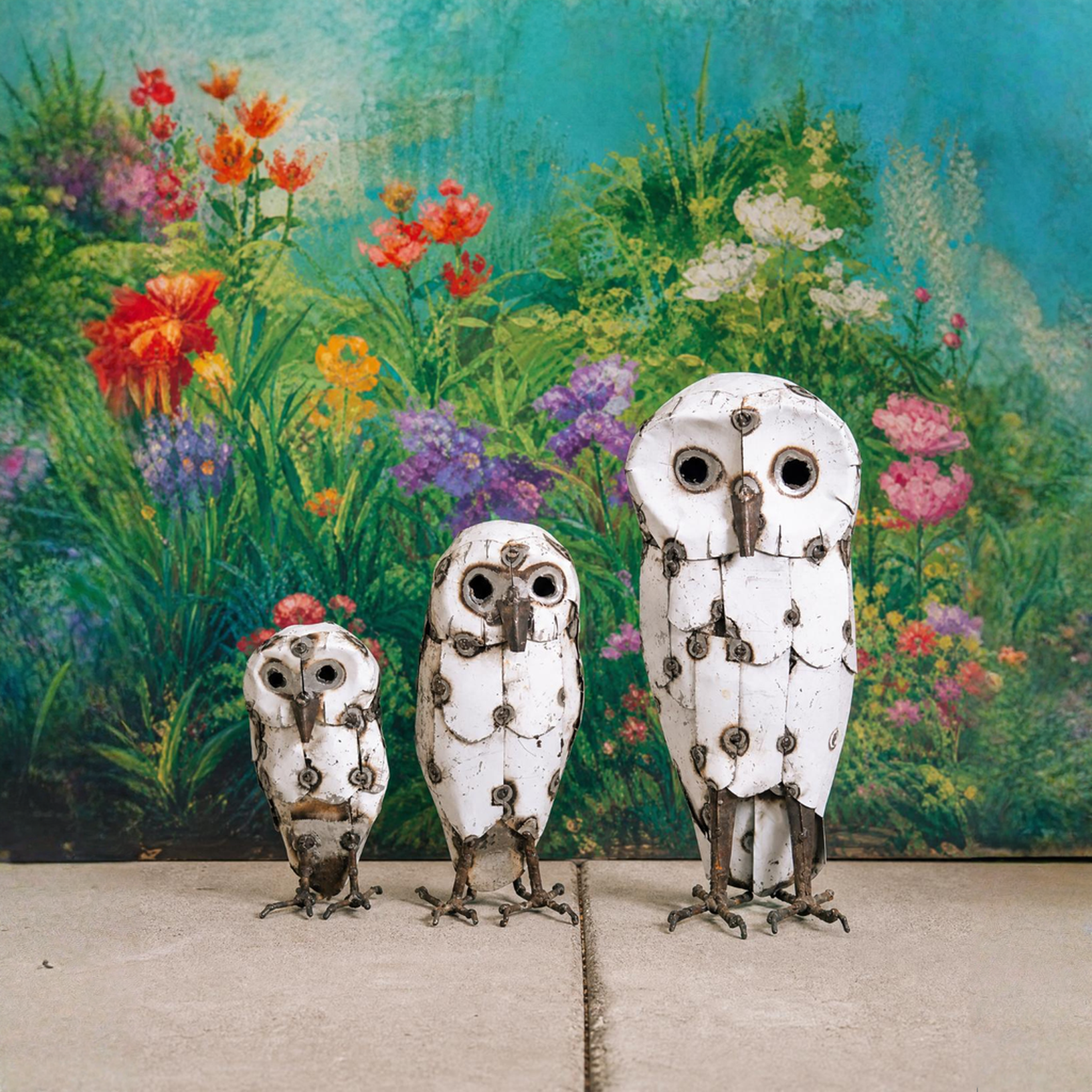Snowy White Owls - Recycled Metal La Vie Bien Snowy White Owls - Recycled Metal
