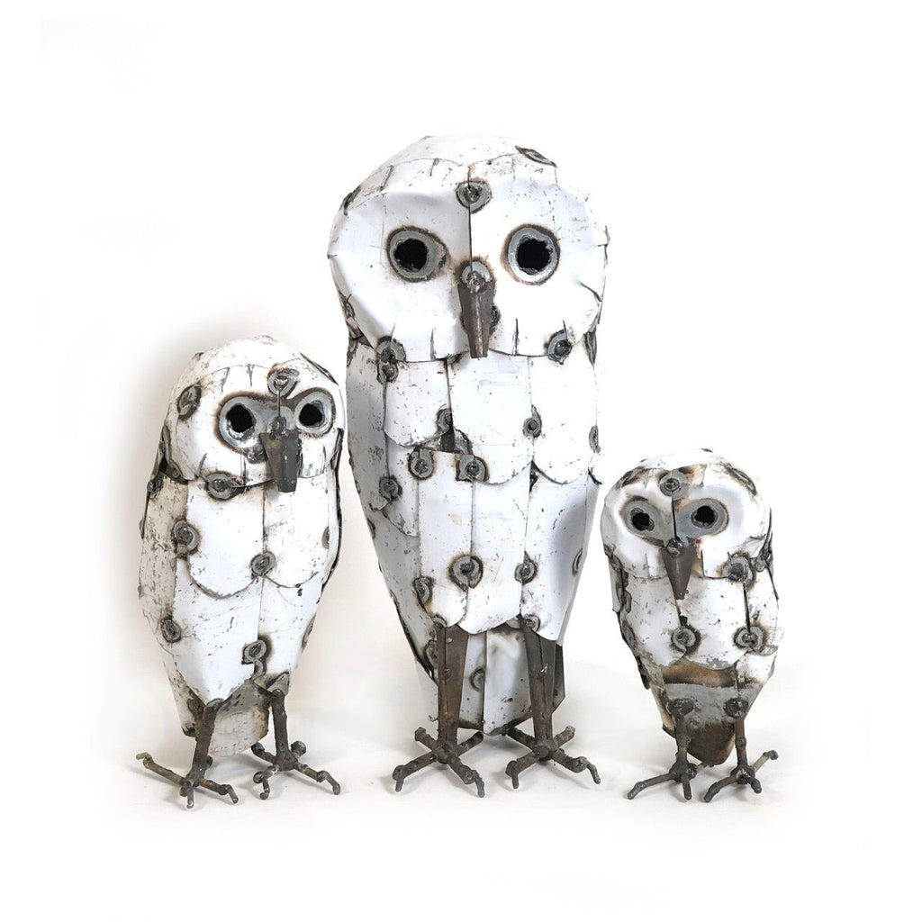 Snowy White Owls - Recycled Metal La Vie Bien Snowy White Owls - Recycled Metal